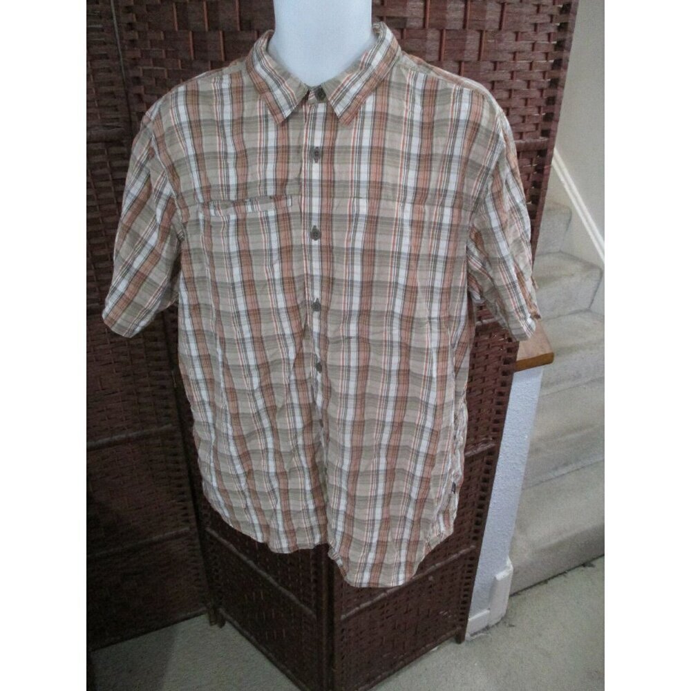 Mens The North Face Button Up Shirt Short Sleeve Plaid Size XL